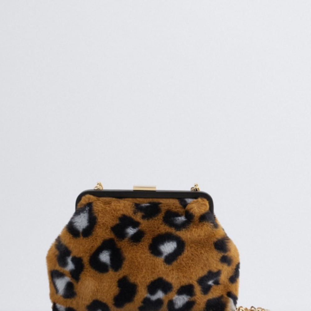 Zara animal print faux fur bag